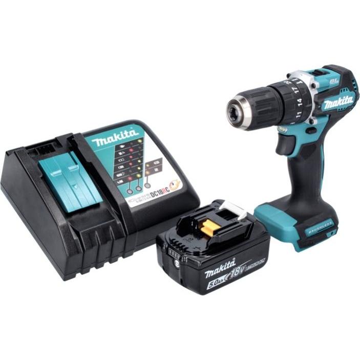 Thumbnail - Makita, Bohrmaschine + Akkuschrauber, DHP 487 RT1 Akku Schlagbohrschrauber 18 V 40 Nm Brushless + 1x Akku 5,0 Ah + Ladeg...