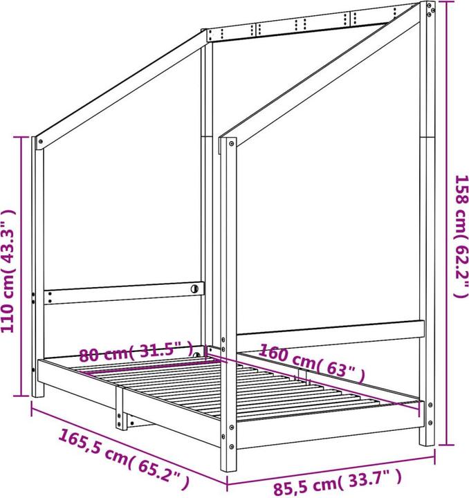 Produktbild vidaXL Kinderbett (80 x 160 cm)