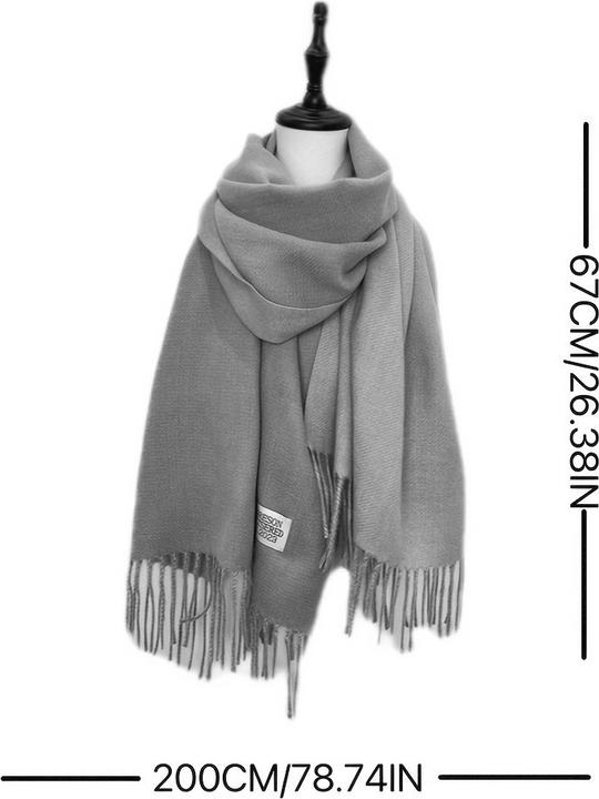 Actual product image Only-Bags.Store Double Sided Scarf Two Colours Simple Basic Imitation Cashmere Tassel Scarf Autumn Winter
