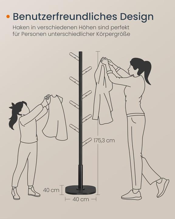 Immagine prodotto Songmics Garderobenständer Baumform mit 8 Haken Schwarz