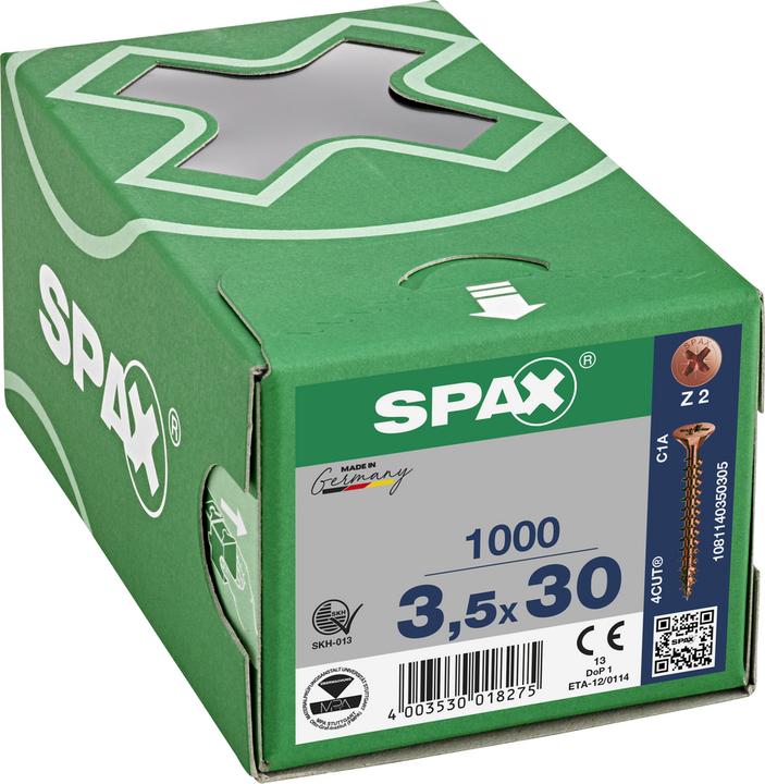 Produktbild Spax Senkmultikopf Kreuzschlitz Z2 Vollgewinde Brueniert (1000 Schrauben pro Stück)