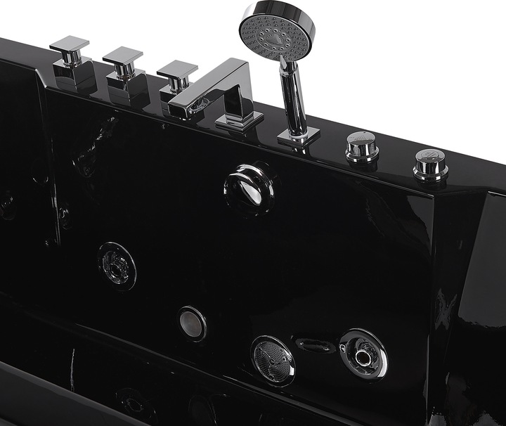 Actual product image Beliani Whirlpool bath black rectangular with LED 170 x 80 cm HAWES (197 l, 170 cm, 80 cm)