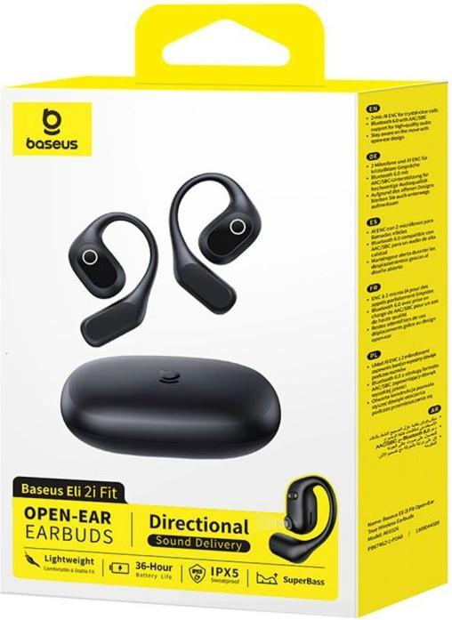Actual product image Baseus Słuchawki zauszne Eli 2i Fit OWS sportowe - czarne (11 h, Wireless)