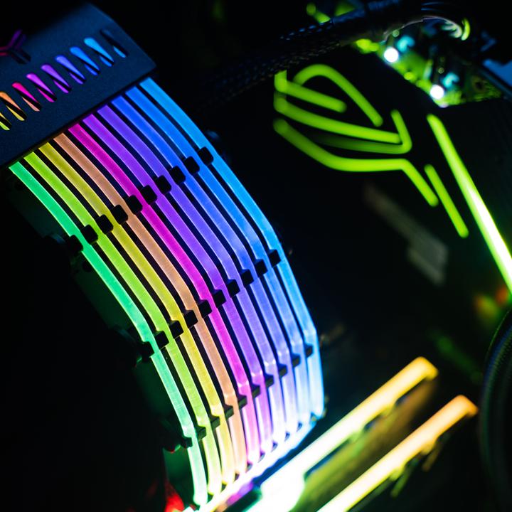 Actual product image Jonsbo DY-1 ARGB lighting for mainboard power cable (RGB)