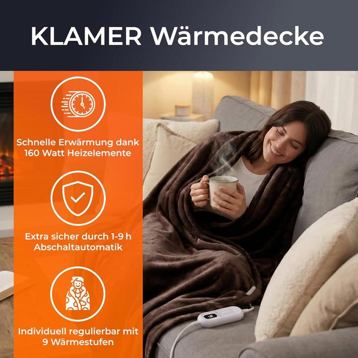 Produktbild KLAMER Heizdecke Braun (180 x 130 cm)