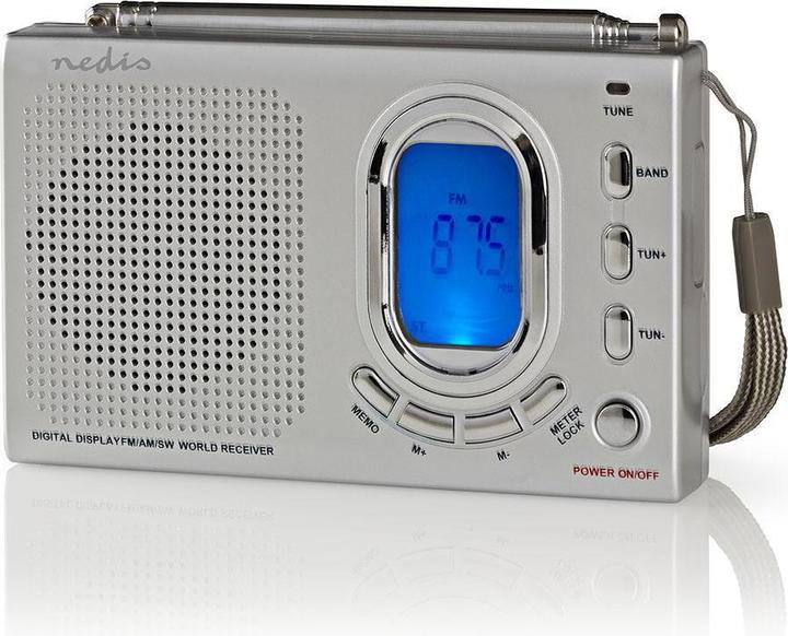 Nedis Weltradio | Tragbare Ausführung | AM / FM / SW | Batteriebetrieben / Netzstromversorgung | Dig (FM, AM)