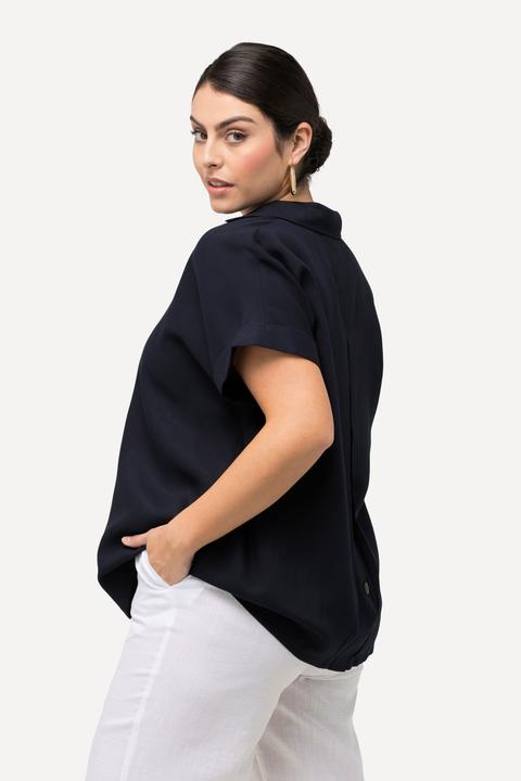 Actual product image Ulla Popken Button Accent Back Short Sleeve Blouse (58, 60)