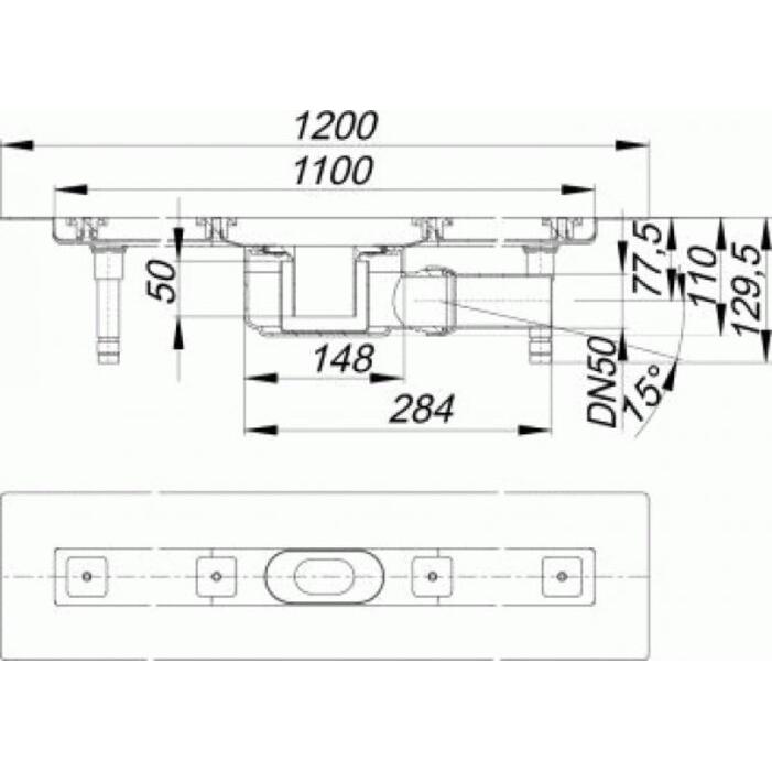 Thumbnail - Dallmer, Duschrinne, Duschrinne CeraLine F 1100mm, 520081, DN 50 Bauhöhe 110mm (1445 mm)