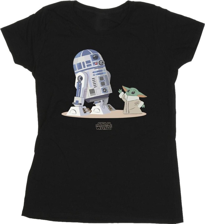 Actual product image Star Wars Womens/Ladies The Mandalorian R2D2 And Grogu Cotton T-Shirt (L)