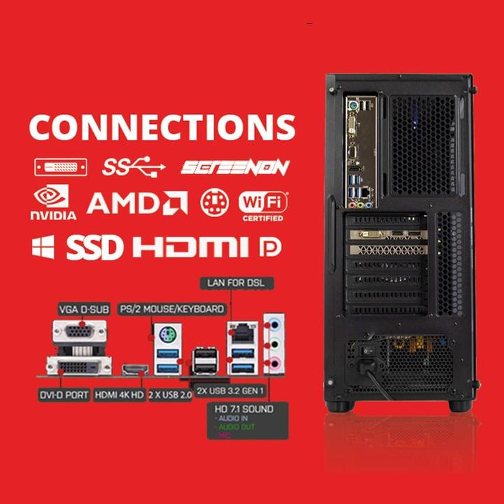 Image du produit ScreenOn PC de jeu avec processeur AMD Ryzen 7 5800X, SSD M.2 500 Go et carte graphique Radeon RX 6600XT (500 Go, 16 Go, AMD Ryzen 7 5800X, Radeon RX 6600 XT)