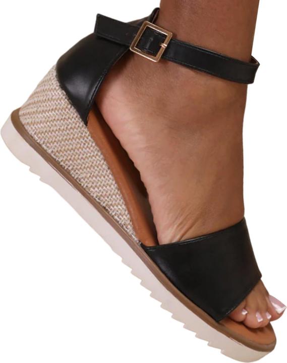 Actual product image Where's That From Womens/Ladies Dusk Buckle PU Ankle Strap Wedge (39)
