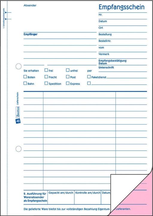 Nutritional values and ingredients Avery Delivery notes with receipt (50 x)