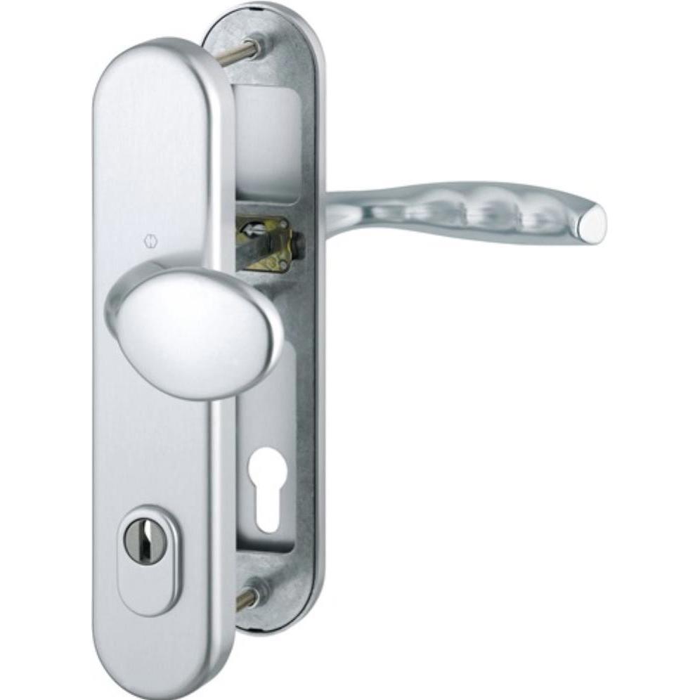 Hoppe, Türgriff + Fenstergriff, Schutzgarnitur New York 76G/3332ZA/3410/1810H Aluminium F1 92 mm 67-72 mm (Türgriff)