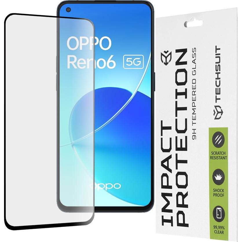 Techsuit - 111D Full Cover / Full Glue Glass - Oppo Reno6 5G (Mediatek) - Black (1 pz., Oppo Reno 6 5G), Pellicola protettiva smartphone, Nero
