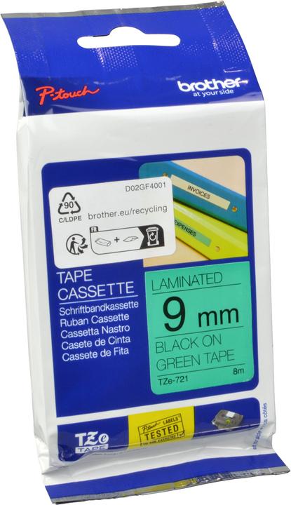 Produktbild Brother Tze-721 (0.90 cm, Grün, Schwarz)