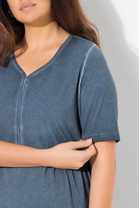 Produktbild Ulla Popken Jerseykleid, A-Linie, V-Ausschnitt, Halbarm, Taschen (50, 52)