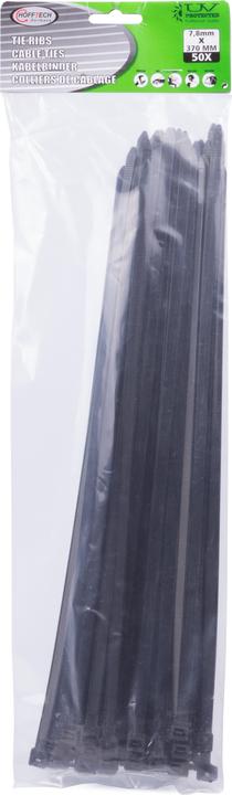 Actual product image ProPlus Cable ties 7.8 x 370 mm 50 pieces black (Plastic cable ties, 370 mm, 50 pcs.)