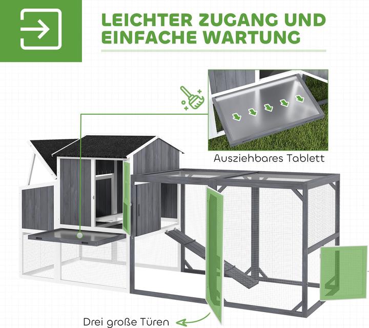 Image du produit PawHut Hühnerstall Tannenholz Grau