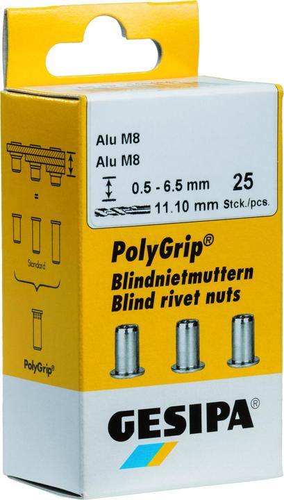 Produktbild Gesipa Blindnietmuttern Alu M 4 x 6 x 13,0 Mini Pack