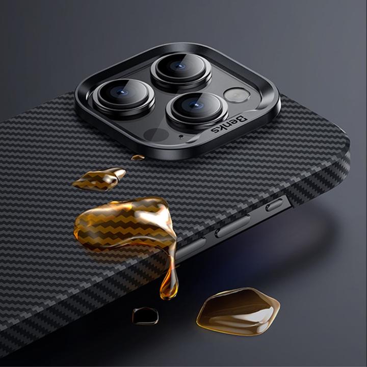 Immagine prodotto Benks Custodia protettiva per iPhone 15 Pro in fibra aramidica Kevlar 600D Carbon MagSafe (Apple iPhone 15 Pro)
