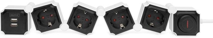 Image du produit Digitus Barrette flexible de 4 prises avec 2 ports USB et interrupteur (4 x, CEE 7/3, 1.60 m)