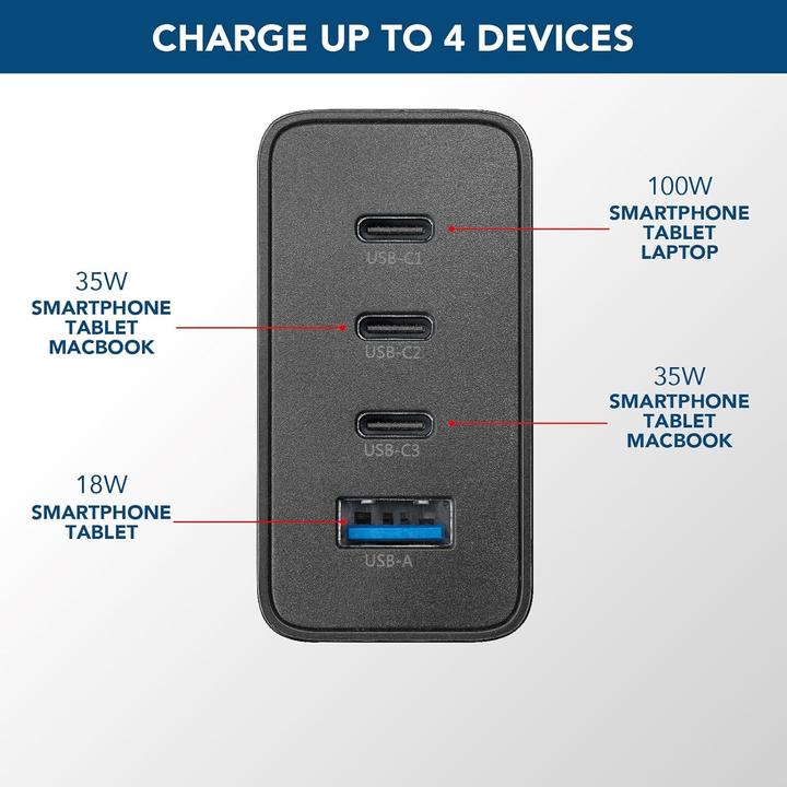Produktbild Cellularline Multipower Nano 100W Reiselader 4 Port GaN (100 W, 4 Ports)