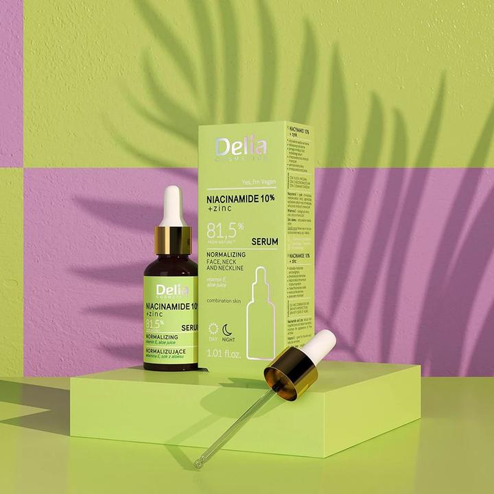 Productafbeelding Delia Cosmetics NIACINAMIDE 10%+ZINC Dag & Nacht Normaliserend Serum (30 ml)