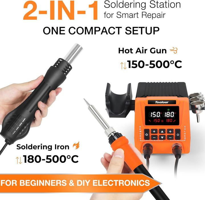 Immagine prodotto Toolour Lötstation mit Heissluftgebläse & Lötkolben