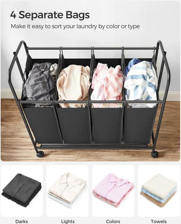 Produktbild Songmics Wäschekorb 50 l, Schwarz (50 l)