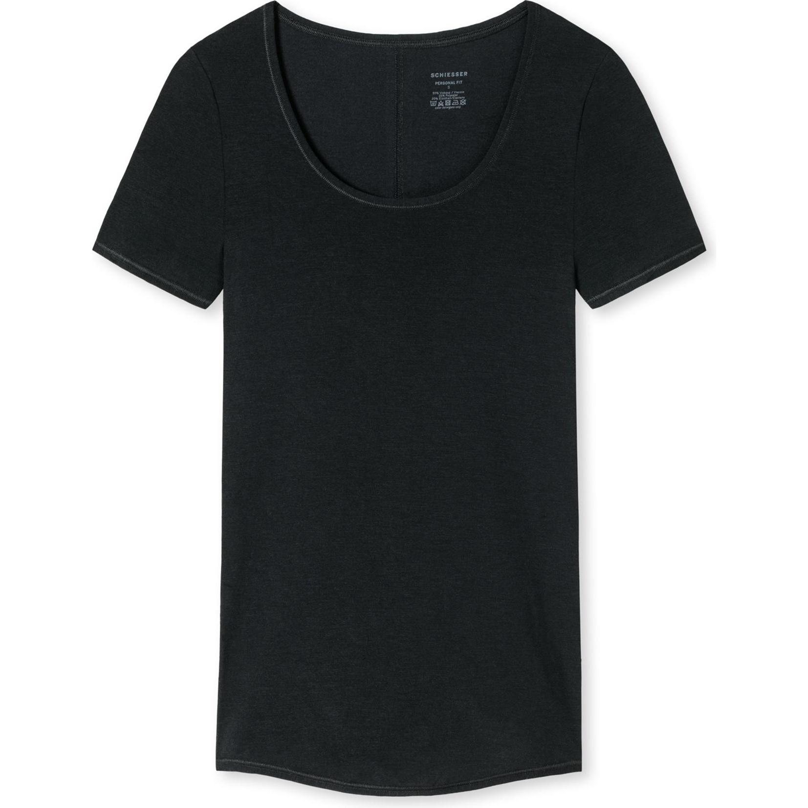 Schiesser, Damen, Shirt, Unterhemd Casual Stretch, Schwarz, (M)