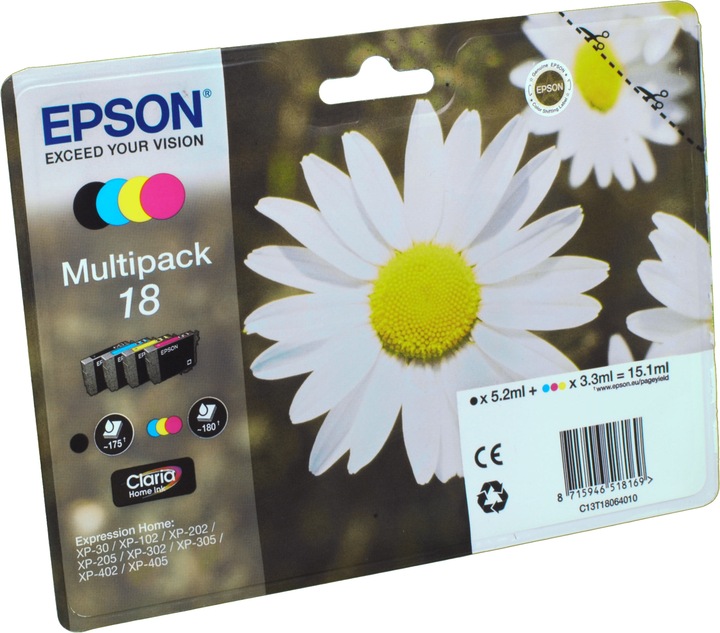 Actual product image Epson 18 Claria Home Multipack (M, FC, C, Y)