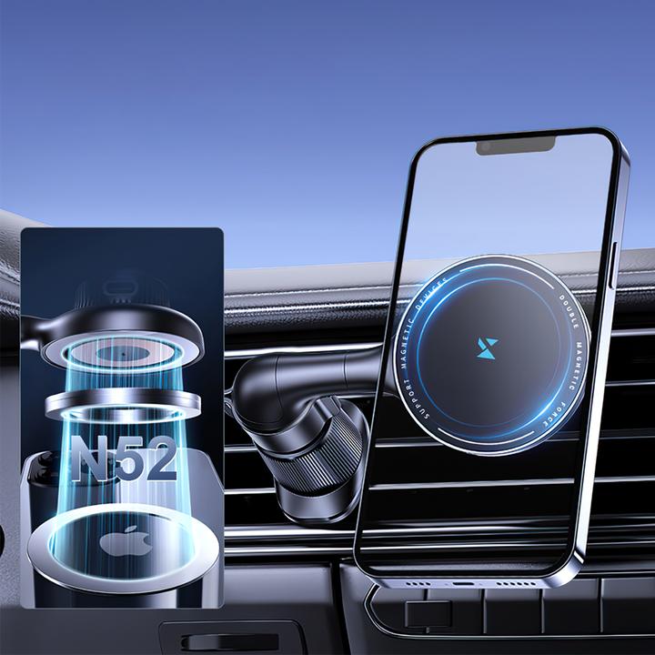 Actual product image Wozinsky WCT5-6S4Y Car Holder with Qi/MagSafe 15W Inductive Charger for Air Vent - Black