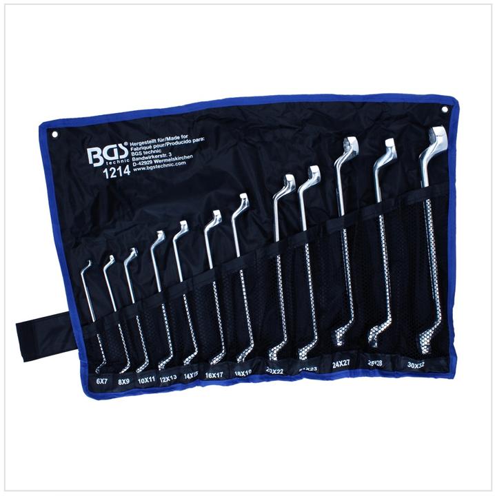 Immagine prodotto BGS Set di 12 Chiavi a doppio anello, a gomito SW 6 x 7 - 30 x 32 mm ( 1214 ) (19 mm, 6 mm, 12 mm, 24 mm, 14 mm, 22 mm, 16 mm, 23 mm, 10 mm, 21 mm, 18 mm, 27 mm, 7 mm, 17 mm, 11 mm, 15 mm, 26 mm, 30 mm, 8 mm, 28 mm, 9 mm, 29 mm, 13 mm, 20 mm, 25 mm)