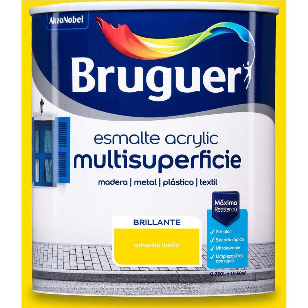 Bruguer, Colore + Vernice per fai da te, Pittura acrilica giallo limone brillante (750 ml)