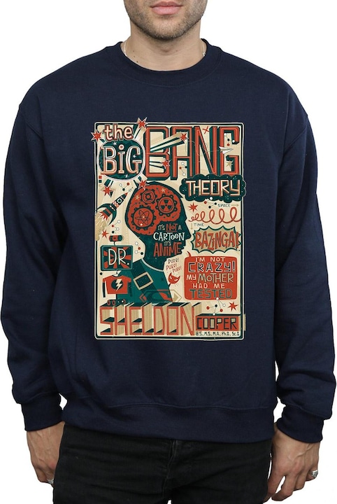 Actual product image Big Bang Theory Mens Infographic Poster Cotton Sweatshirt (L)