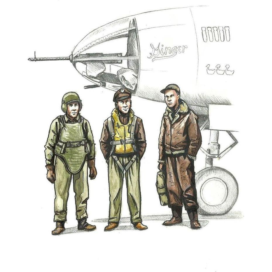 CMK WWII US bomber pilot and two gunners