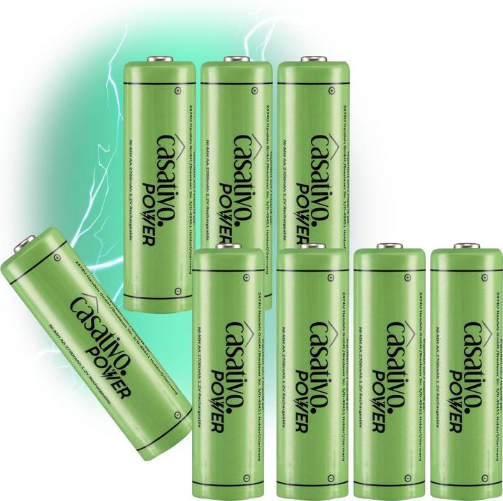 Casativo NiMH-AA/Mignon-Akkus, 2.700 mAh, mit Transport-Case, 8er-Set (8 Stk., AA, 2700 mAh)