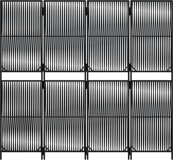 Produktbild vidaXL Paravent 4-tlg. Schwarz Poly Rattan,Farbe: Schwarz,Material