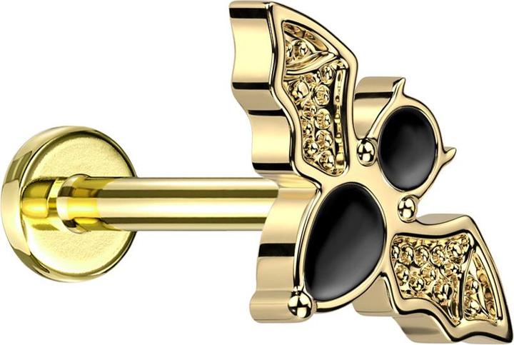 Produktbild Star Piercing Micro Threadless Labret vergoldet Fledermaus vergoldet (ohne Messing, Titan)