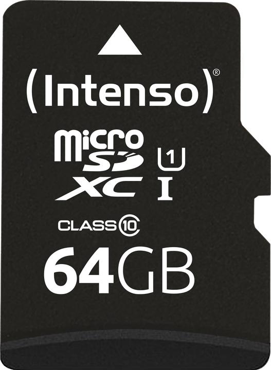 Actual product image Intenso Premium MicroSDXC Card (64 GB, microSDXC, U1, UHS-I)