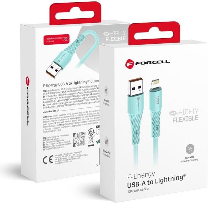 Immagine prodotto Forcell Cable F-ENERGY C343 cable USB A to Lightning 2,4A 12W Silicone 1 m blue (1 m, USB 2.0, 12 W)