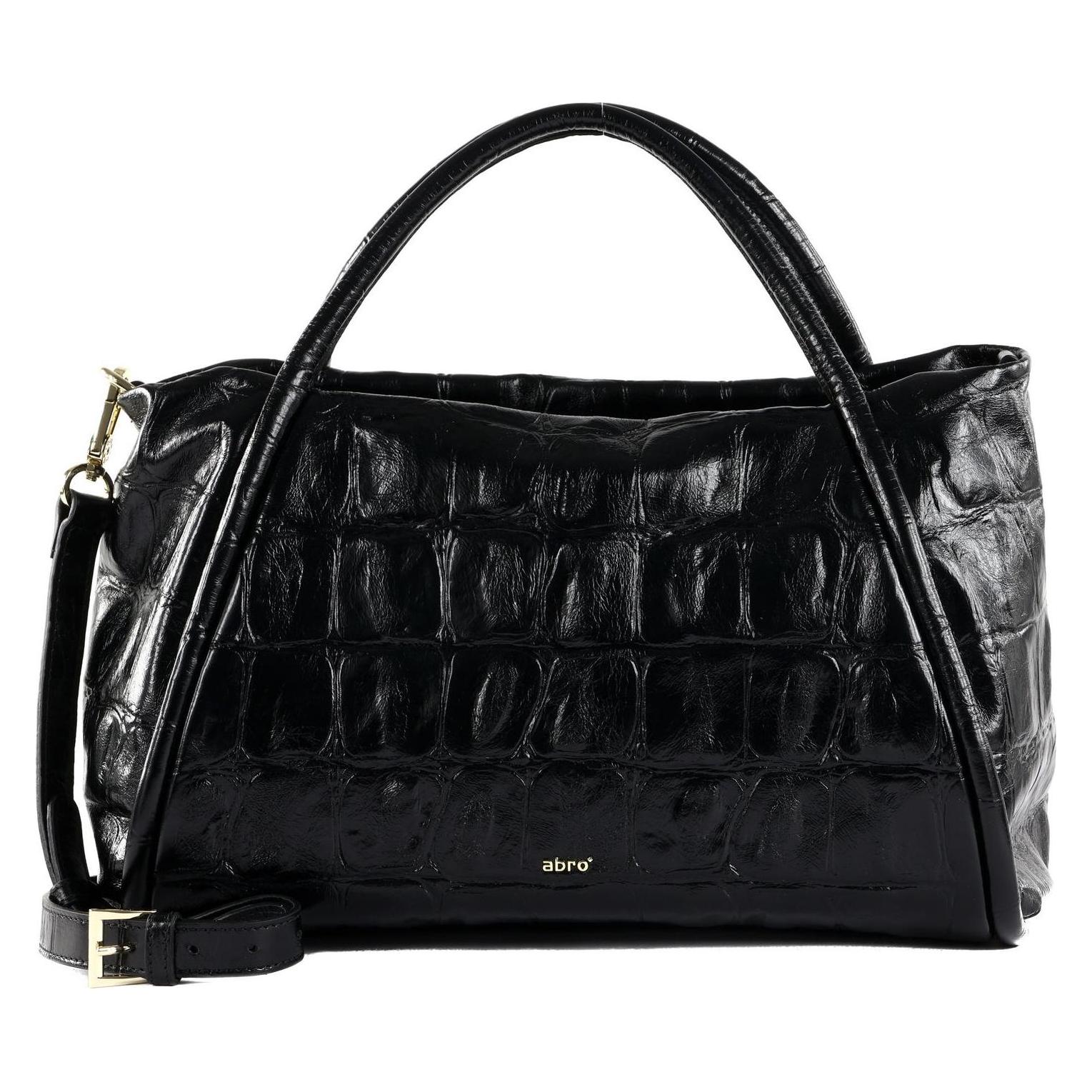 Abro, Damen, Tasche, Leather Maxi Cocco Shopper Willow, Schwarz