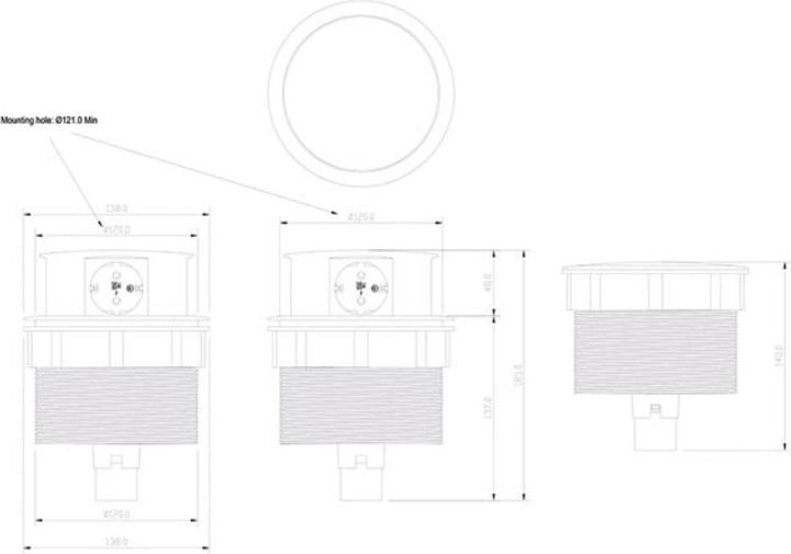 Image du produit Perel Tour de 4 prises - Rétractable - Contact de protection (Système allemand) (4x, CEE 7/3, 1.40 m)