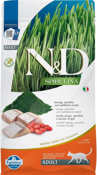 Actual product image Farmina N&D Spirulina Herring - Dry cat food - 1.5 kg (Adult, 8 pcs., 1500 g)