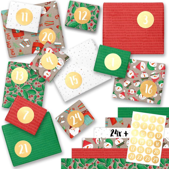 Image du produit Papierdrachen Geschenkpapier mit Zahlen 1-24