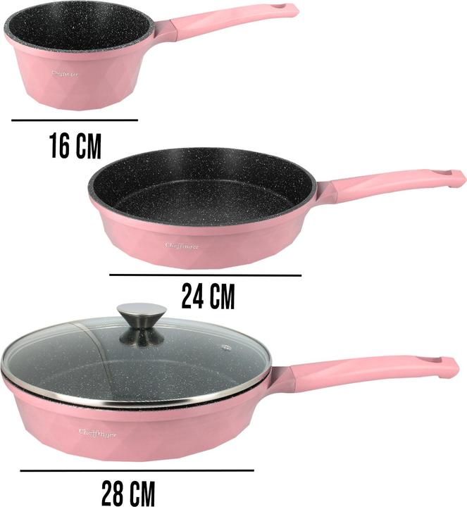 Actual product image Cheffinger 10-teiliges Küchenset mit Diamantmuster (28 cm, Pan set + pot set)