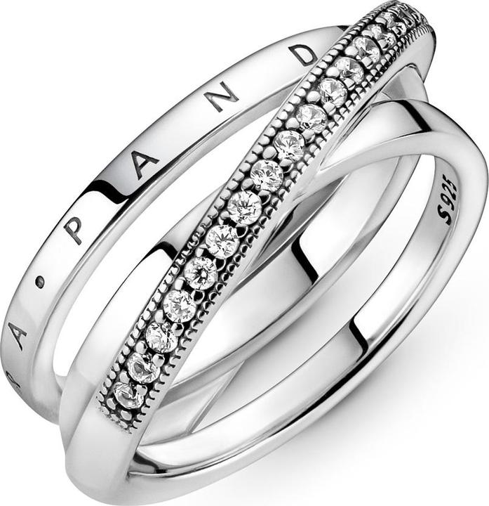 Produktbild Pandora Logo Crossover Pavé Triple Band Ring (50, 925 Silber)