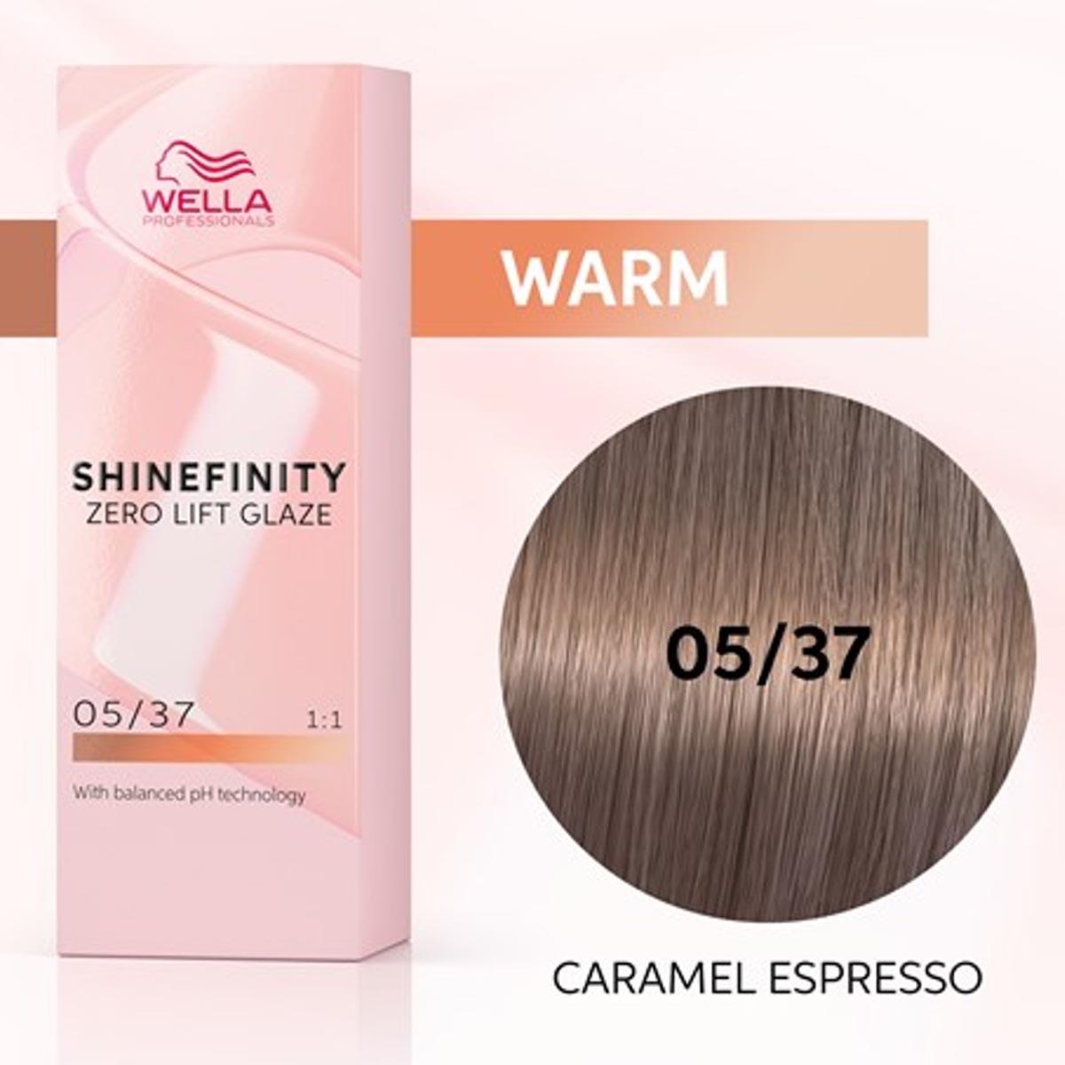 Wella, Haarfarbe, Shinefinity Zero Lift Glaze 60ml 05/37 (05, 37 Karamell Espresso)