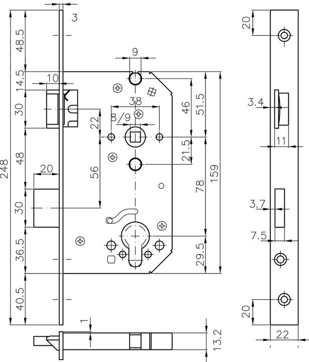 Actual product image MSL Safety mortise locks CASA-Beta 1123 (Mortise lock)