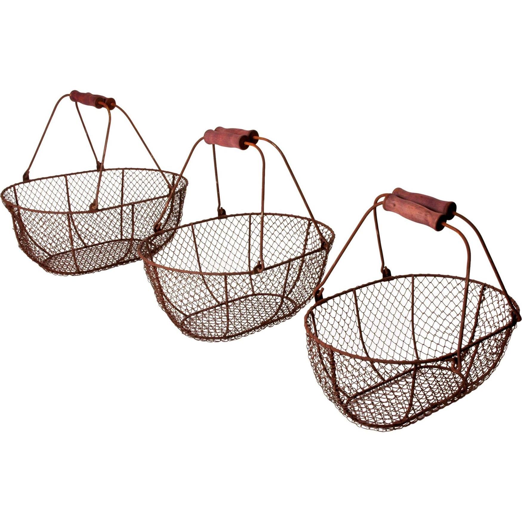 Esschert Design, Aufbewahrungskorb, Drahtkörbe-Set (3 x, 46 x 36 x 41 cm, 42 x 31 x 39 cm, 38 x 27 x 36 cm)